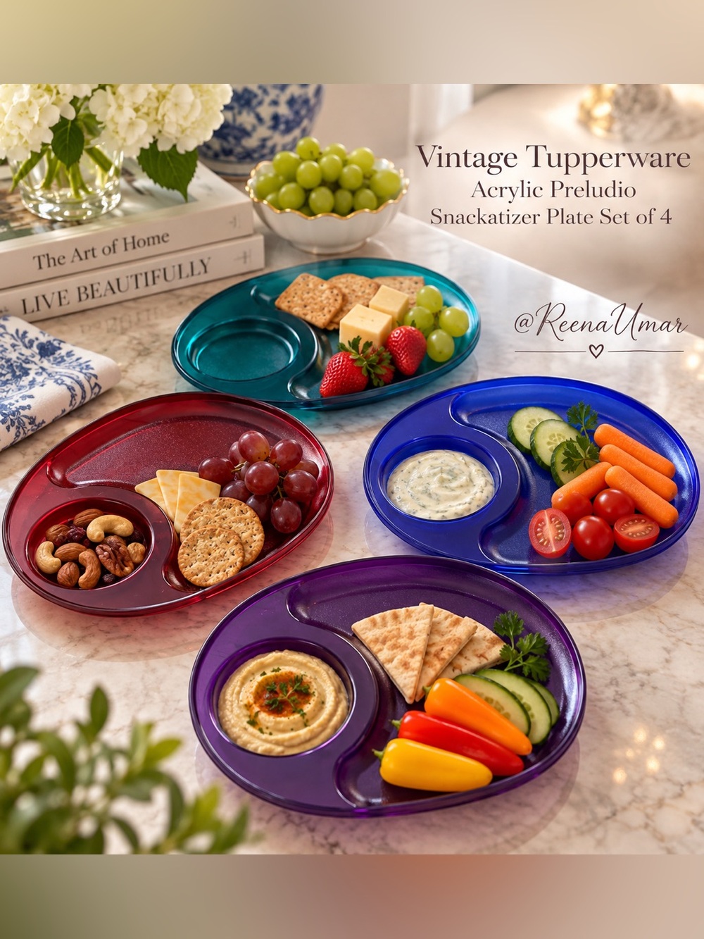 Vintage Tupperware Preludio Acrylic Snackatizer Plates – Model #2142A-1